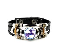 YAIEWNE Lederarmband Für Herren, Schütze-Pferde-Armband Aus Cyber-Neon-Leder, Verstellbar, Mehrlagig Geflochten, Handgefertigt, Punkig-Ethnisch, Freundschaftsaccessoire, Geburtstags- Oder