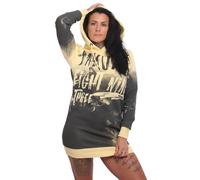 Yakuza Damen Liquid Rose Hoodie Kleid, Grau/Gelb, XS