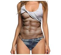 yakyamgi Einteiliger Badeanzug für Frauen, sexy, hoch geschnittener Badeanzug mit Brusthaardruck, lustig, schmeichelhaft, Strand-Badeanzug, S-2XL, L-braun, XL