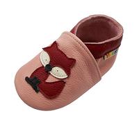 YALION Baby Junge Mädchen Weicher Leder Lauflernschuhe Krabbelschuhe Babyhausschuhe mit Wildledersohlen (Fuchs Rosa,12-18 Monate)