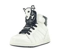 YALION Unisex Baby Sneaker Rutschfeste Kinder Lauflernschuhe krabbelschuhe Mädchen Jungen-Kinderschuhe mit Schnürsenkel und Klettverschluss(21EU, Schädel Weiß)