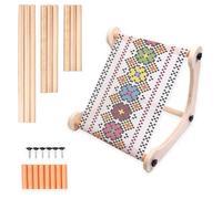 Yallmie Verstellbarer Stickständer, 360° Drehbar Stickrahmenhalter mit 8 Rutschfeste Klammern und 2 Holzstangen, Holz Stickrahmen Halterung Stickrahmenständer