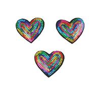 Yalulu 10 Stück Regenbogen Herz Pailletten Patches Aufnäher Aufbügler Applikation Zum Aufbügeln Patches Aufnäher Bügelbild Stickerei Aufbügler Patch