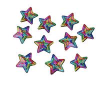 Yalulu 10 Stück Regenbogen Stern Pailletten Patches Aufnäher Aufbügler Applikation Zum aufbügeln Patches Bügelbild Stickerei Aufnäher Aufbügler Patch