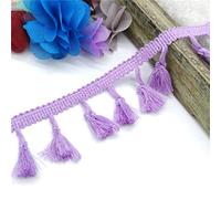Yalulu 5 Yards Quaste Trim Bommel Borte Quasten Fransen Spitzenborte Spitzenband Jacquard Band Nähbordüre für Kleidung DIY Fertigkeit Nähen Zubehörteil (Hellpurpur)