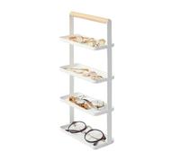 YAMAZAKI 4123 TOSCA 4-stöckiger Schmuckständer, weiß, Stahl/Holz, minimalistisch, 16.5 x 7 x 33 cm