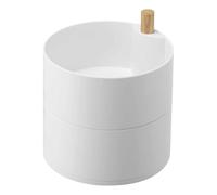 Yamazaki 5313 TOSCA Tiefe Schmuckdose mit 2 Ebenen, weiß, Holz/ABS Harz/Melaminharz, Minimalistisches Design, 14,5 x 14,5 x 15,5 cm (LxBxH)