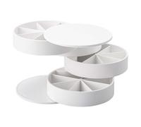 YAMAZAKI Home Tower unterteilter Schmuck-Organizer für Nagelkunst, Ohrring-Zubehör, Aufbewahrungshalter, drehbares Display, unterteilt, ABS-Kunststoff