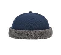 YAMEE Winter Docker Cap Herren Cord mit Plüsch-Patchwork,Beanie Damen Wintermütze Warme,Matrosenmütze Docker Mütze Herren Vintage-Stil