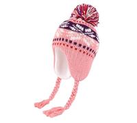 YAMEE Wintermütze Mädchen mit Ohrenklappen Warme,Bunte Strickmütze Mädchen mit Weich Polar Fleece Lining,Licht Baby Hat Klassische mit Bommel,Beanie Mädchen Hut für Outdoor-Aktivitäten Herbst Winter