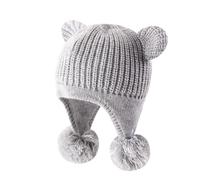 YAMEE Wintermütze Warme Baby mit Earflap Winddicht,Beanie für Kinder Licht mit Weich Polar Fleece Lining,Strickmütze für Mädchen Jungen mit Bärenohren,Beanie Mütze Unisex Baby für Outdoor-Aktivitäten