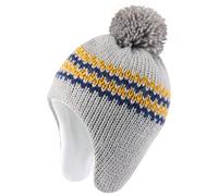 YAMEE Wintermütze Warme für Mädchen mit Ohrenklappen,Beanie für Jungen Licht mit Weich Polar Fleece Lining,Strickmütze für Kinder mit Streifenmuster mit Pompon,Mütze für Baby im Freien Winddicht