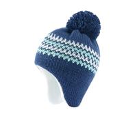 YAMEE Wintermütze Warme für Mädchen mit Ohrenklappen,Beanie für Jungen Licht mit Weich Polar Fleece Lining,Strickmütze für Kinder mit Streifenmuster mit Pompon,Mütze für Baby im Freien Winddicht