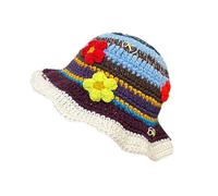 YAMEIZE Handmade Crochet Gestrickter Eimer Hut - für Damen Mützen Häkelmütze Stilvolle Blumen Knitted Eimer Hut Sonne Beanies Strand Reisen Outdoor