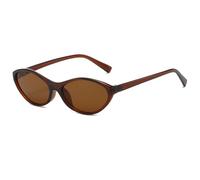 YAMEIZE Ovale Sonnenbrille für Damen Herren Retro Kleine Ovale Brille Vintage 90er Katzenaugen Y2k Schmale Trendige Sonnenbrillen UV400 Schutz