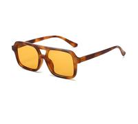 YAMEIZE Retro 70s Double Bridge Pilot - Rechteck Sonnenbrille für Damen Herren Vintage Style Quadratisch Eyewear UV400 Schutz Brille Autofahren Outdoor