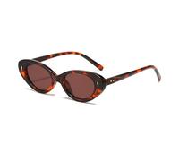 YAMEIZE Retro Katzenaugen Kleine Ovale Sonnenbrille - für Damen Herren Klassische ovale Brille Vintage Shades UV400 Schutz Outdoor (Leopardenbraun)