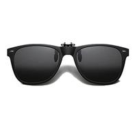 YAMEIZE Vintage polarisierte Clip-on Sonnenbrille Flip Up Anti Glare Brille für Männer Frauen (Schwarzer Rahmen Schwarz Grau)