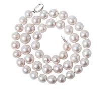 YAMI Damen Süßwasserperlen Kette, Echte Perlenkette für Frauen, 11-12 mm Große Perlenkette Damen, 18/20 Zoll Lange Zuchtperlenkette, Süßwasserperlenkette für Alle Anlässe Geeignet