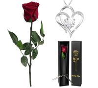 Yamonic Ewige Rose Geschenke für Frauen, Ewige Echte Rose mit Herz Halskette Damen Geschenke Freundin Mama Oma,Infinity Rose mit Kette,Frauen Geschenk Weihnachten Geburtstag Valentinstag Muttertag