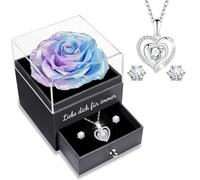 Yamonic Muttertagsgeschenk Ewige Rose mit Kette 925 Sterling Silber Geschenke für Frauen,Echte Infinity Rose Muttertagsgeschenke für Mama, Herz Halskette Frauen Geschenk Muttertag Valentinstag