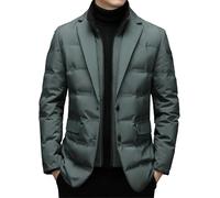 Yancremio Herrenanzug Abnehmbarer Stehkragen Warmer Daunenblazer Winter Business Casual Dinner Blazer Daunenjacke Mode Schlank Winddicht Blaze