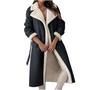Yancremio Wintermantel für Damen Eleganter wattierter Damenmantel Mode Trendiger Langer winddichter und wasserdichter Winter Mantel Business Casual Mantel mit Knopfleiste (Schwarz,M)