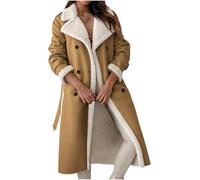 Yancremio Wintermantel für Damen Eleganter wattierter Damenmantel Mode Trendiger Langer winddichter und wasserdichter Winter Mantel Business Casual Mantel mit Knopfleiste (Khaki,XL)