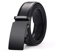 Yangver Männer Gürtel Herrengürtel Ledergürtel Schwarz mit Automatik Gürtelschnalle,Gürtel Leder Anzug mit Ratsche Schnalle Business Freizeit Gürtel (W3.5cm/L115cm, schwarz-5)