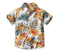 Yanmucy Herren und Jungen Hawaiihemd Kurzarmhemd Vater und Sohn Matching Beachwear Hemden Jungen Floral Print Baumwolle Button-Down Freizeithemden Eltern-Kind-Sommer-Kleidung
