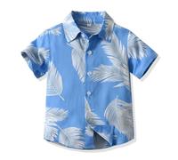 Yanmucy Herren und Jungen Hawaiihemd Kurzarmhemd Vater und Sohn Matching Beachwear Hemden Jungen Floral Print Baumwolle Button-Down Freizeithemden Eltern-Kind-Sommer-Kleidung