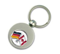 Yantec Schlüsselanhänger Deutschland - Kanada mit Einkaufswagenchip, Deutschlandflagge Einkaufs-Chip für den Einkaufswagen aus Metall