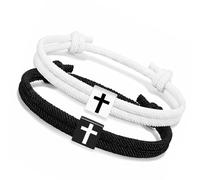 yanwuwa 2 Stück bedeutungsvolle Kreuz-Armbänder für Glauben verstellbare Länge Geschenk-Set Taufe Geburtstagsgeschenk religiöses Geschenk, Eine Größe, Wie beschrieben