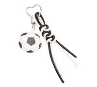 yanwuwa Handgefertigter geflochtener Schlüsselanhänger aus PU-Leder mit Basketball- und Tennis-Designs, ideal für Taschenanhänger oder Weihnachten, Fußball-Ornamente, M