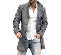 YAODAMAI Herbst- und Winter -Herren -Gedruckter Wollmantel Mode stehender Kragen mit mittlerer Länge lässiger Wollmantel