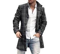 YAODAMAI Herbst- und Winter -Herren -Gedruckter Wollmantel Mode stehender Kragen mit mittlerer Länge lässiger Wollmantel