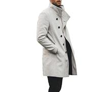 YAODAMAI Herbst- und Winter -Herren -Gedruckter Wollmantel Mode stehender Kragen mit mittlerer Länge lässiger Wollmantel
