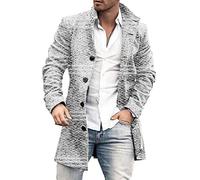 YAODAMAI Herbst- und Winter -Herren -Gedruckter Wollmantel Mode stehender Kragen mit mittlerer Länge lässiger Wollmantel