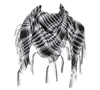 YAOGUI Stilvoller Shemagh-Schal mit Fransen, kariert, arabischer Schal für Männer und Frauen, Muslime, Windschutz, Kopftuch, Wüsten-Halstuch, Baumwolle, Keffiyeh, weiß, One size