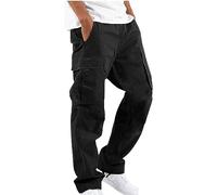 YAOHUOLE Cargo Hosen Männer Lang Schwarz Loose Fit Leicht Atmungsaktive Rangerhose Herren Schwarz 2XL