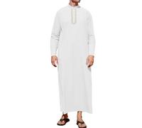 YAOHUOLE Dishdasha für Männer Nachthemd Herren Gebetskleidung Männer Islam Thobe White 2XL