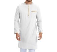 YAOHUOLE Dishdasha für Männer Nachthemd Herren Gebetskleidung Männer Islam White 2XL