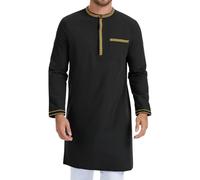 YAOHUOLE Muslim Kaftan Herren Arabische Kleidung Herren Nachthemd Black XL
