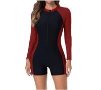 YAOJIWANG Sport Badeanzug für Damen, Ärmelloser Neoprenanzug Schlanke Surfanzug Sommer Swimsuits Farbblocking Bademode zum Schwimmen und Surfen Neoprenanzug Damen mit Reißverschluss