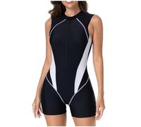 YAOJIWANG Sport Badeanzug für Damen, Ärmelloser Neoprenanzug Schlanke Surfanzug Sommer Swimsuits Farbblocking Bademode zum Schwimmen und Surfen Neoprenanzug Damen mit Reißverschluss