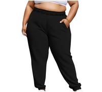 YAOJIWANG Tapered Plus Size Weithose Damen High Waist Jogginghose Elastische Bund Fitnesshose Jogging Hosen Leichte und Luftig Weit Freizeit Sporthose Casual Schlupfhose mit Seitentaschen
