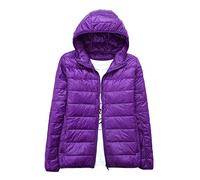 YAOTT Damen Jacke Steppjacke Übergangsjacke Gesteppt Leichte Daunenjacke Mit Kapuze Violett 4XL