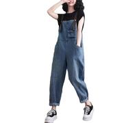 YAOTT Damen Jumpsuit Sommer Overall Ärmellos Latzhose Elegant Verstellbare Baggy Harem Romper Jumpsuit Hosen Bequem Jeans Overall Dungarees,Blau,S