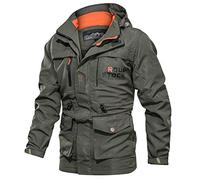 YAOTT Herren Casual Kapuzenjacken Herbst Militär Leicht Doppelschicht Bomberjacken Windjacke Mantel Funktionsjacke Übergangsjacke Wandern Reise Arbeit Armeegrün 3XL