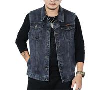 YAOTT Herren Jeansweste Jeansjacke Ohne Ärmel Weste Cowboy Slim Fit Vest Denim Weste Outdoor Sport Jeans Weste Übergangsjacke Outwear,Grau,5XL